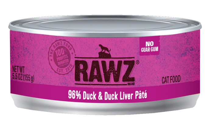 RAWZ Cat Cans 96%  Duck & Duck Liver Pate