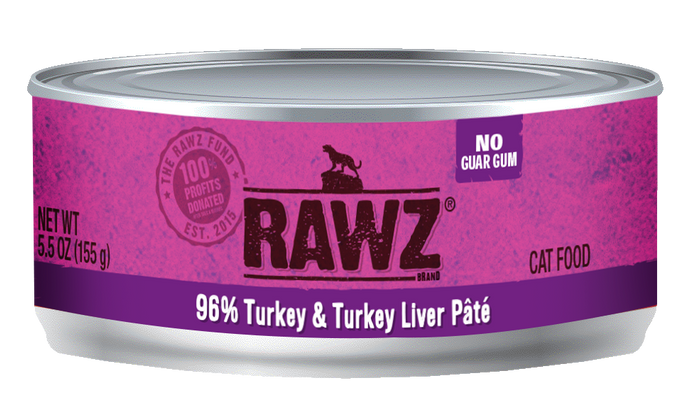 RAWZ Cat Cans 96%  Turkey & Turkey Liver Pate