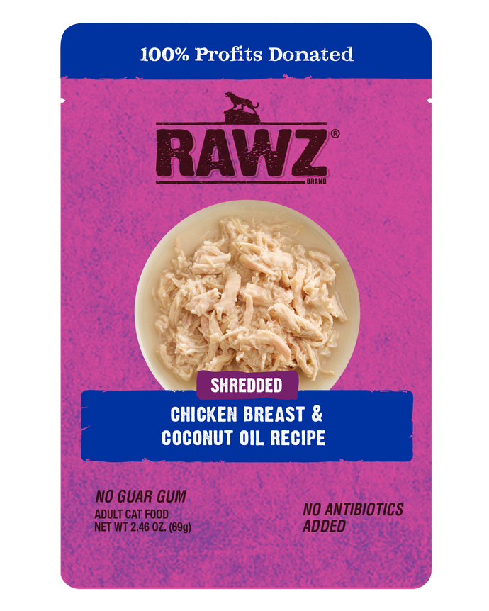 Rawz Cat Shredded Pouches Chicken Breast & Coconut Oil