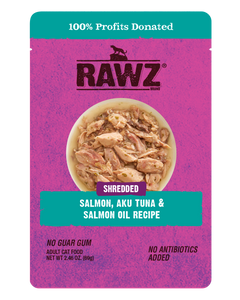 Rawz Cat Shredded Pouches Salmon, Aku Tuna & Tuna Oil