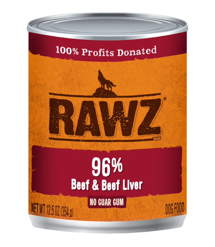 RAWZ Dog Cans 96% Beef & Beef Liver 12.5oz