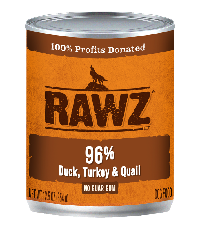RAWZ Dog Cans 96% Duck, Turkey & Quail  12.5oz