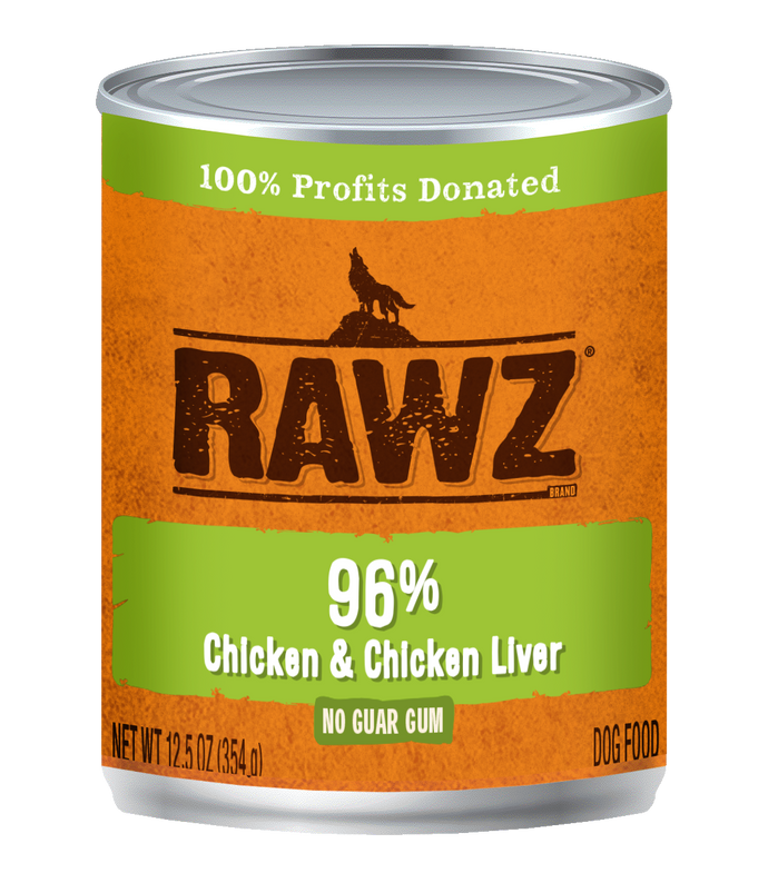 RAWZ Dog Cans 96% Chicken & Chicken Liver 12.5oz