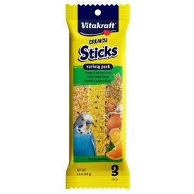 Vitakraft Bird Sticks Variety Pack Orange/Apricot, Egg/Honey, Sesame/Banana Parakeet